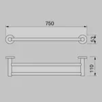 TIARA 750mm Double Towel Rail - Image 2