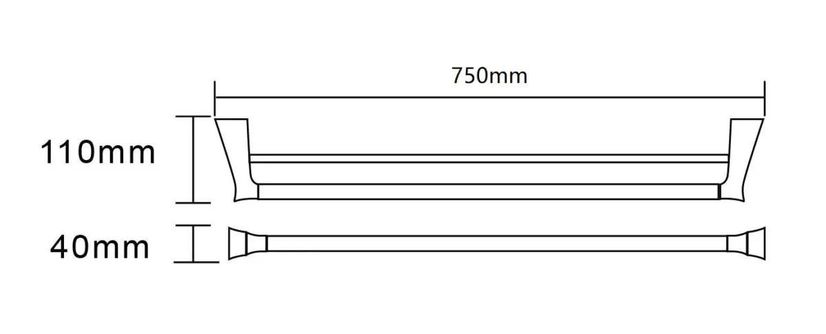 NOIR 750mm Twin Towel Rail - Image 2