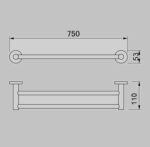 TIARA 750mm Double Towel Rail in Gun Metal - Image 2
