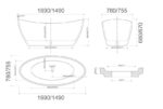 CURO Free Standing Bath Tub 1700mm - Image 3