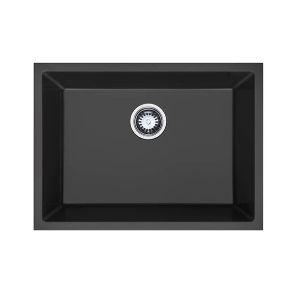 630mm Black Single Bowl Kitchen Sink - Granite | HG-935019-B-2650