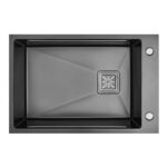 680mm Gun Metal Single Bowl Workstation Kitchen Sink - Slide Lip - Nano Coated Stainless Steel - Anti-Scratch | HG-952380-2470