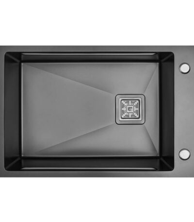 680mm Gun Metal Single Bowl Workstation Kitchen Sink - Slide Lip - Nano Coated Stainless Steel - Anti-Scratch | HG-952380-2470