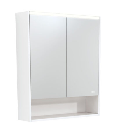 750 LED Mirror Cabinet with Display Shelf, Satin White