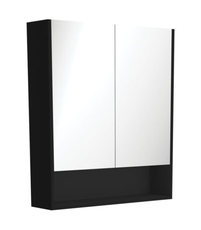 750 Mirror Cabinet with Display Shelf, Satin Black