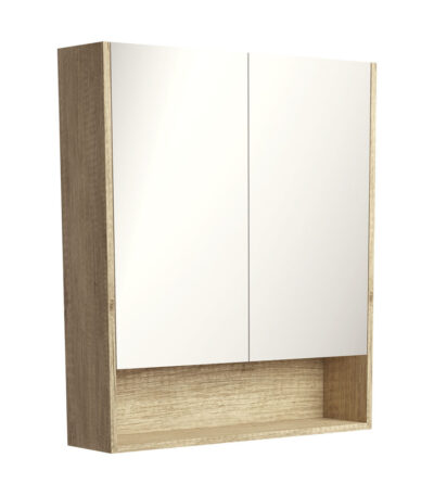750 Mirror Cabinet with Display Shelf, Scandi Oak