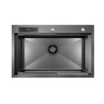 750mm Gun Metal Belle Luxe 1.0 Single Bowl Workstation Kitchen Sink - Slide Lip - Nano Coated 3mm Thick Stainless Steel Panel - Anti-Scratch | HG-952257-2666