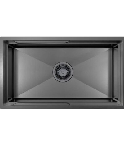 750mm Gun Metal PINIZ Single Bowl Workstation Kitchen Sink - Slide Lip - Nano Coated 1.2mm Thick Stainless Steel - Anti-Scratch | HG-952307-B-1830