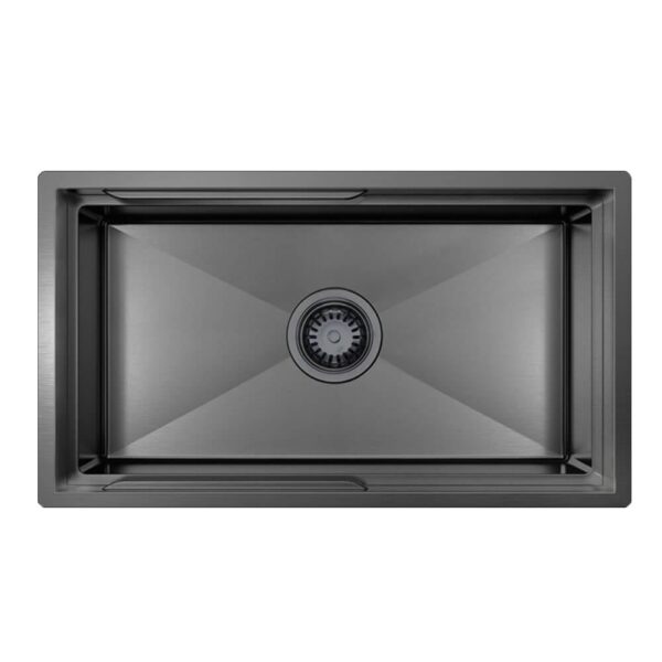 750mm Gun Metal PINIZ Single Bowl Workstation Kitchen Sink - Slide Lip - Nano Coated 1.2mm Thick Stainless Steel - Anti-Scratch | HG-952307-B-1830