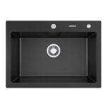 760mm Black Single Bowl Kitchen Sink - Granite | HG-935005-1833