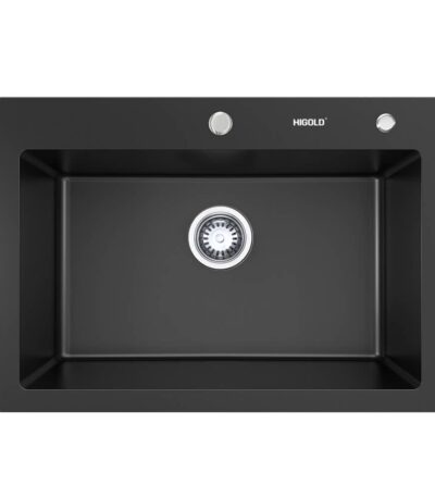 760mm Black Single Bowl Kitchen Sink - Granite | HG-935005-1833