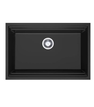 760mm Black Single Bowl Workstation Kitchen Sink with Steps - Granite | HG-935022-B-2651