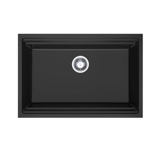 760mm Black Single Bowl Workstation Kitchen Sink with Steps - Granite | HG-935022-B-2651