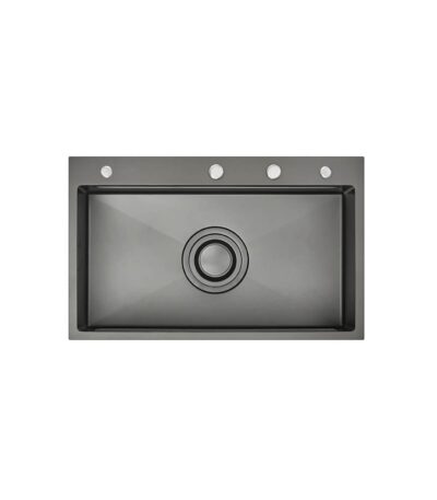 770mm Gun Metal PINIZ Single Bowl Workstation Kitchen Sink - Slide Lip - Nano Coated Embossed Stainless Steel - Anti-Scratch | HG-952330-2469