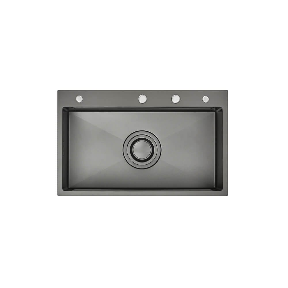 770mm Gun Metal PINIZ Single Bowl Workstation Kitchen Sink - Slide Lip - Nano Coated Embossed Stainless Steel - Anti-Scratch | HG-952330-2469