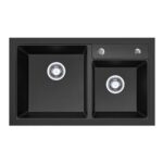 800mm Black 1 & 1/2 Bowl Kitchen Sink - Granite | HG-935006-1497