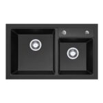 800mm Black 1 & 1/2 Bowl Kitchen Sink - Granite | HG-935006-1497