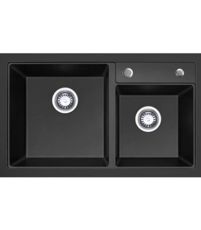 800mm Black 1 & 1/2 Bowl Kitchen Sink - Granite | HG-935006-1497