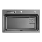 800mm Gun Metal Belle Luxe 2.0 Single Bowl Workstation Kitchen Sink - Dual Step - Nano Coated Stainless Steel Panel - Anti-Scratch | HG-920244-2432