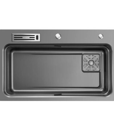 800mm Gun Metal Belle Luxe 2.0 Single Bowl Workstation Kitchen Sink - Dual Step - Nano Coated Stainless Steel Panel - Anti-Scratch | HG-920244-2432
