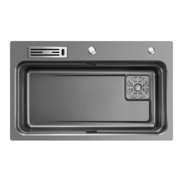 800mm Gun Metal Belle Luxe 2.0 Single Bowl Workstation Kitchen Sink - Dual Step - Nano Coated Stainless Steel Panel - Anti-Scratch | HG-920244-2432