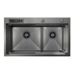 820mm Gun Metal Belle Luxe 1.0 Double Bowl Workstation Kitchen Sink - Slide Lip - Nano Coated 3mm Thick Stainless Steel Panel - Anti-Scratch | HG-953425-2668