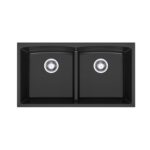 840mm Black Double Bowl Kitchen Sink - Granite | HG-935021-B-2655