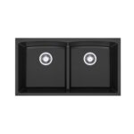 840mm Black Double Bowl Kitchen Sink - Granite | HG-935021-B-2655