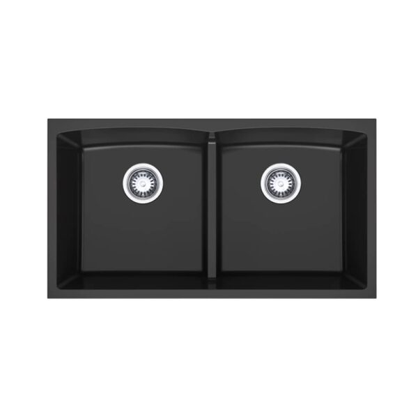 840mm Black Double Bowl Kitchen Sink - Granite | HG-935021-B-2655