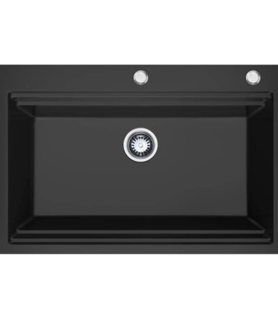 840mm Black Single Bowl Workstation Kitchen Sink with Steps - Granite | HG-935023-B-2653