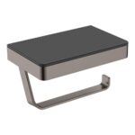 Tono Toilet Roll Holder with Glass Shelf, Gun Metal - Image 2