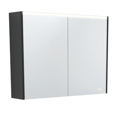 900 LED Mirror Cabinet with Satin Black Side Panels