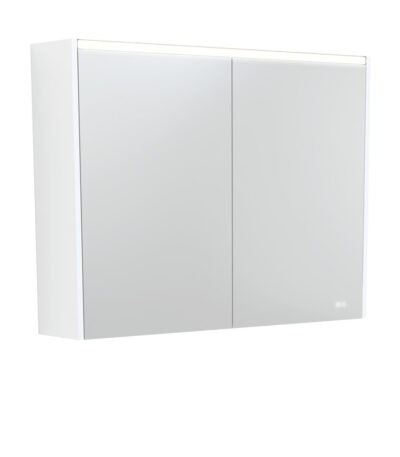 900 LED Mirror Cabinet with Satin White Side Panels