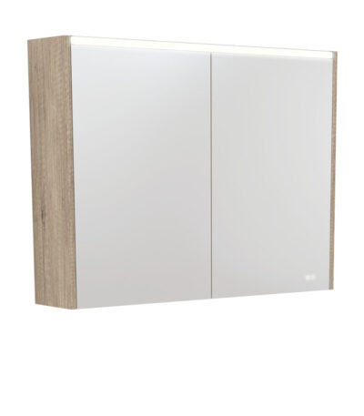 900 LED Mirror Cabinet with Scandi Oak Side Panels