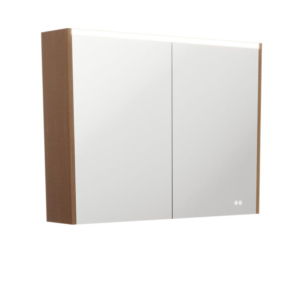 900 LED Mirror Cabinet with Walnut Side Panels