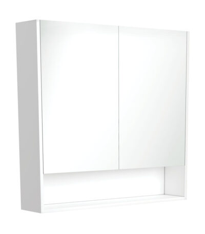 900 Mirror Cabinet with Display Shelf, Gloss White
