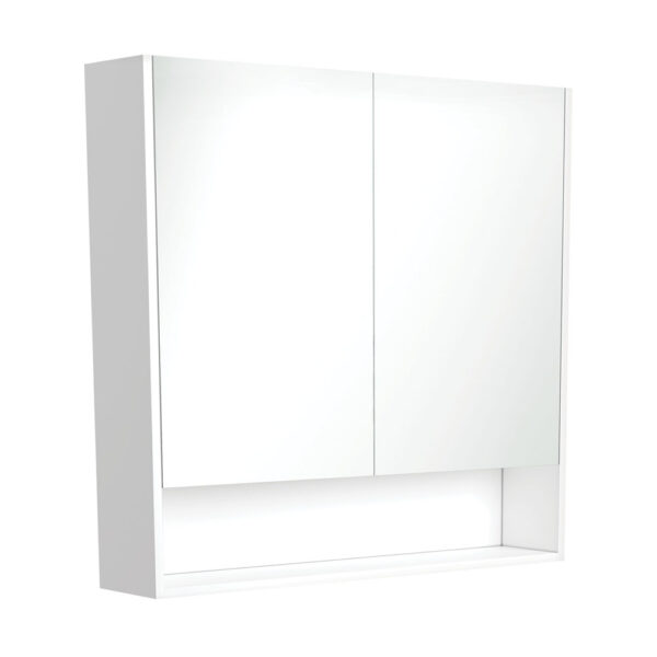 900 Mirror Cabinet with Display Shelf, Gloss White