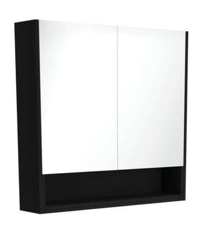 900 Mirror Cabinet with Display Shelf, Satin Black