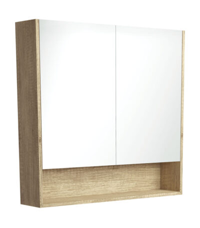 900 Mirror Cabinet with Display Shelf, Scandi Oak