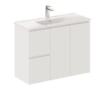 SISKA SLIM WALL HUNG VANITY 900 LEFT/RIGHT HAND DRAWERS SATIN WHITE