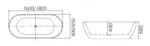 SORRENTO Oval Bath Tub 1600 - Image 2