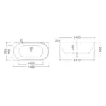 BONDI  Wall Corner Bath Tub 1500 - Image 2