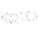 BONDI  Wall Corner Bath Tub 1500 - Image 3