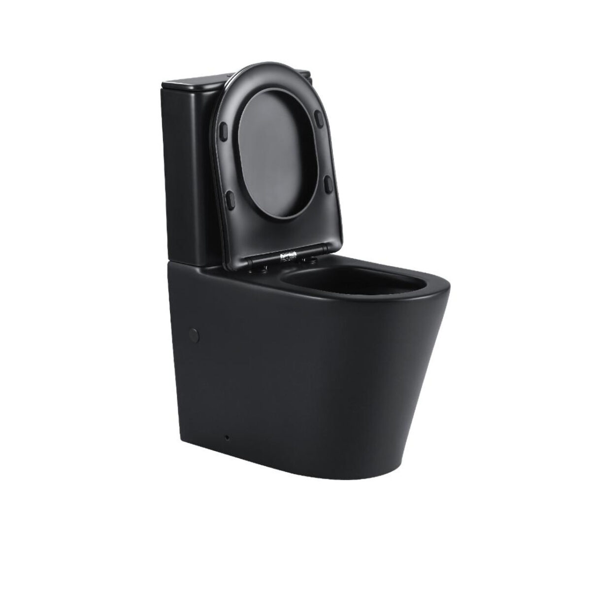 Zero Rimless Tornado Flush Floor Pan with SQUARE Matte Black Stainless Steel Flush Plate - Image 4