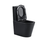 Zero Rimless Tornado Flush Floor Pan with SQUARE Matte Black Stainless Steel Flush Plate - Image 4