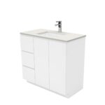 Sarah Roman Sand Undermount 900 Fingerpull Gloss White Wall-Hung Vanity - Image 5