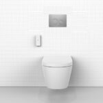 Novus Wall Hung Smart Toilet With Round Brushed Nickel Stainless Steel Flush Plate - Image 2