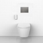Novus Wall Hung Smart Toilet With Square Bruhsed Nickel Stainless Steel Flush Plate - Image 2