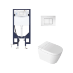 Novus Wall Hung Smart Toilet With ABS Square Chrome Flush Plate