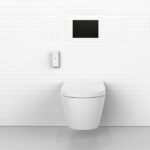 Novus Wall Hung Smart Toilet With Round Gun Metal Stainless Steel Flush Plate - Image 2